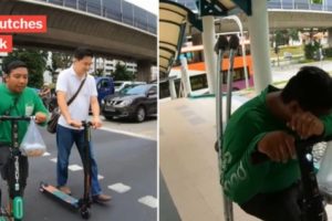 Kisah Partner GrabFood Berkaki Satu, Mendorong Skuter Dengan Satu Kaki Demi Menyambung Hidup