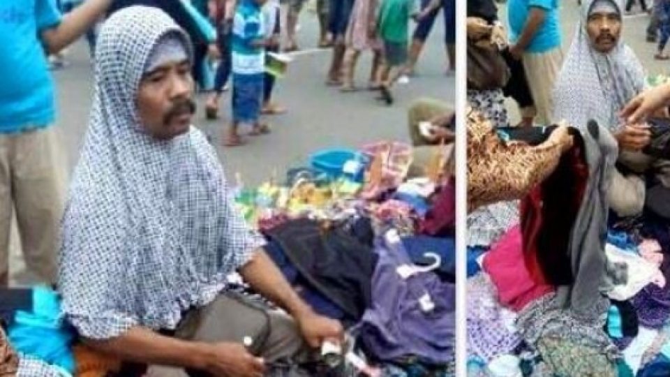 Aksi Pedagang Hijab Berkumis Gegerkan Media Sosial