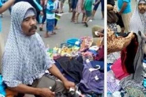 Aksi Pedagang Hijab Berkumis Gegerkan Media Sosial