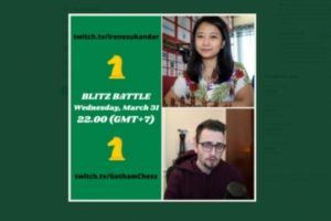WGM Irene Sukandar Akan Bertanding Melawan Gotham Chess Hari Rabu Malam Ini di Twitch