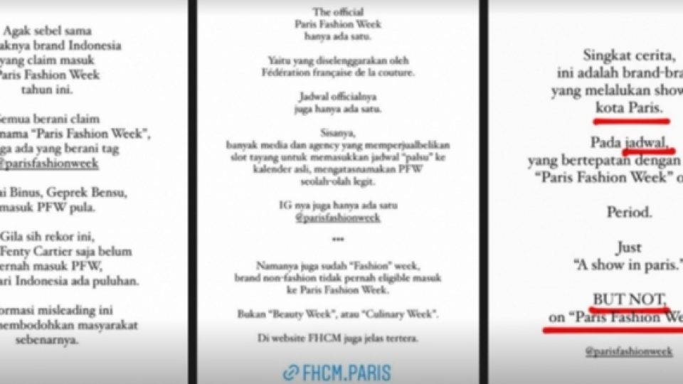 Warganet Kritik Klaim Brand-brand Indonesia Ikut Paris Fashion Week 2022 yang Disebutnya Sebagai 'Misleading'