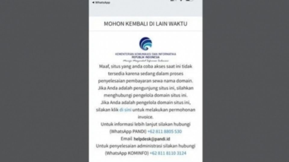 Lembaga Riset Siber Indonesia Kritik Situs Presiden Belum Bayar Domain, Kemkominfo: Bukan Itu Situsnya