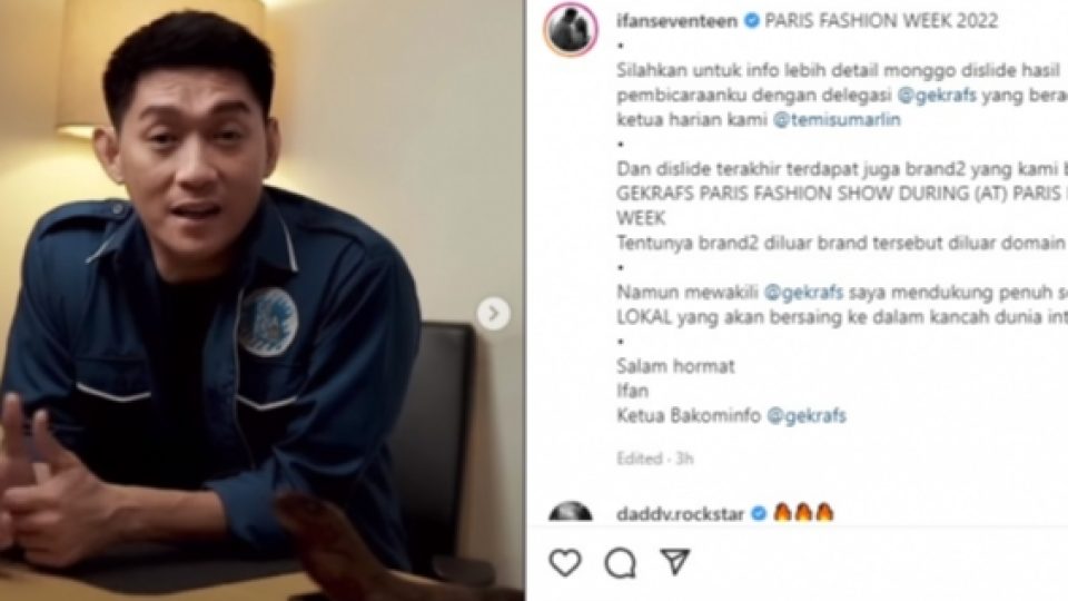 Gekrafs Melalui Ifan Seventeen Angkat Suara Terkait Polemik Paris Fashion Week dan Brand-brand Lokal