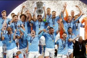 Angkat Piala Liga Champions, Manchester City Raih Treble Winner